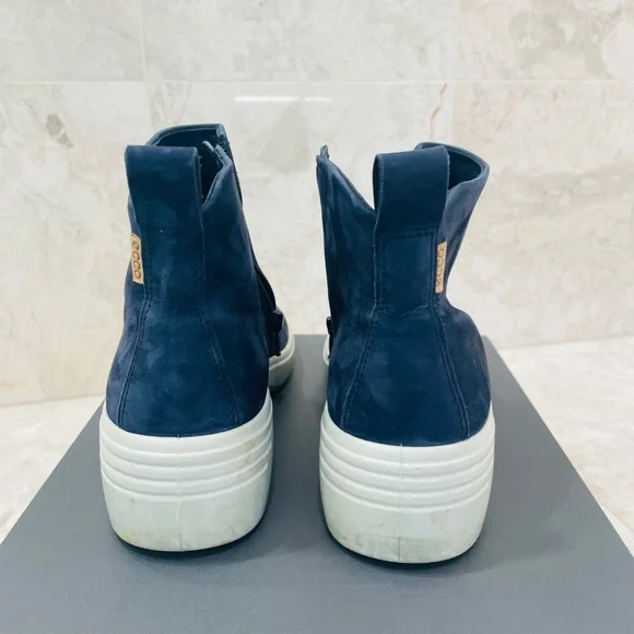ECCO {41} Ankle Boots Navy Blue White Wedge "Night Sky" - Picture 3 of 9
